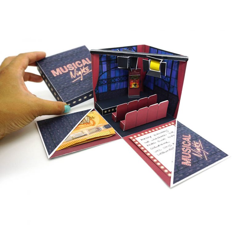 Musical Gutschein Explosionsbox als Geschenk zum selber basteln mini