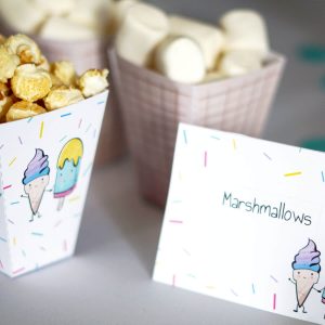 Popcorn und Marshmallows