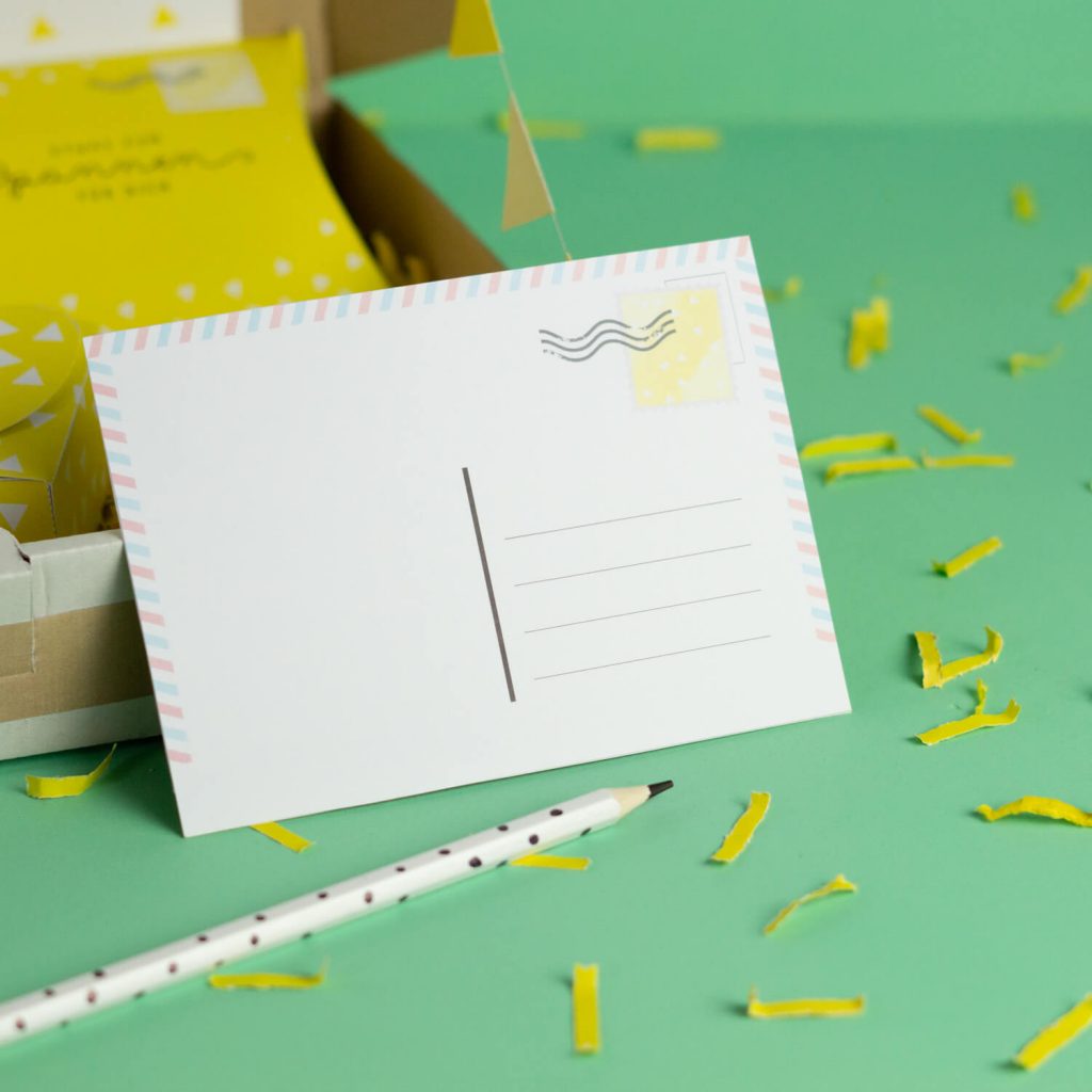 Geschenk Care Paket Postkarte