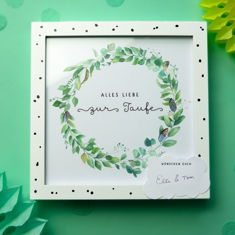 Geldgeschenk zur Taufe im Bilderrahmen Ein sinnvolles Taufgeschenk selber machen mini