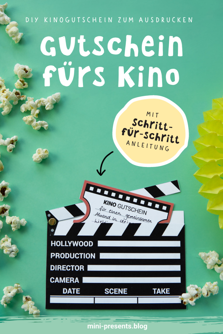 Kinogutschein basteln - Einfache Kinogutschein Vorlage zum Ausdrucken