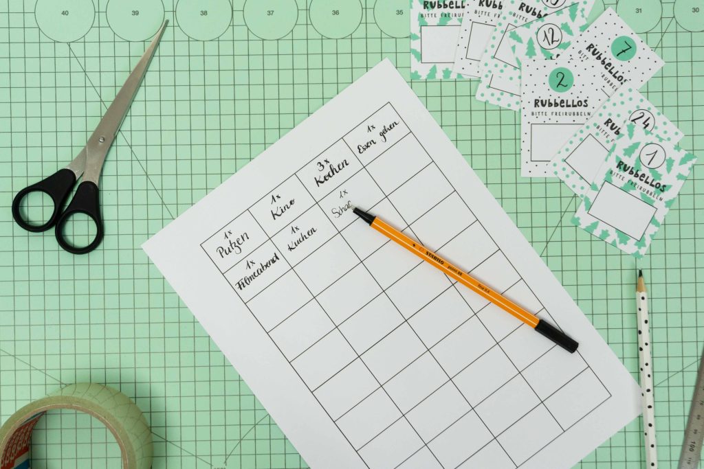 Adventskalender aus Rubbellosen