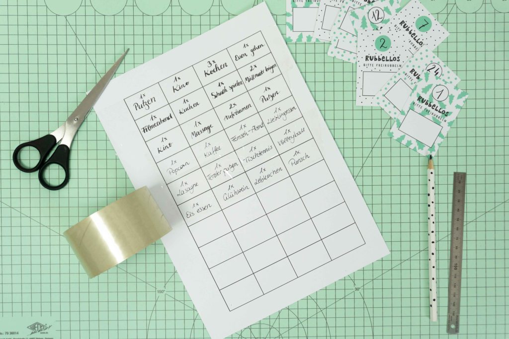Adventskalender aus Rubbellosen