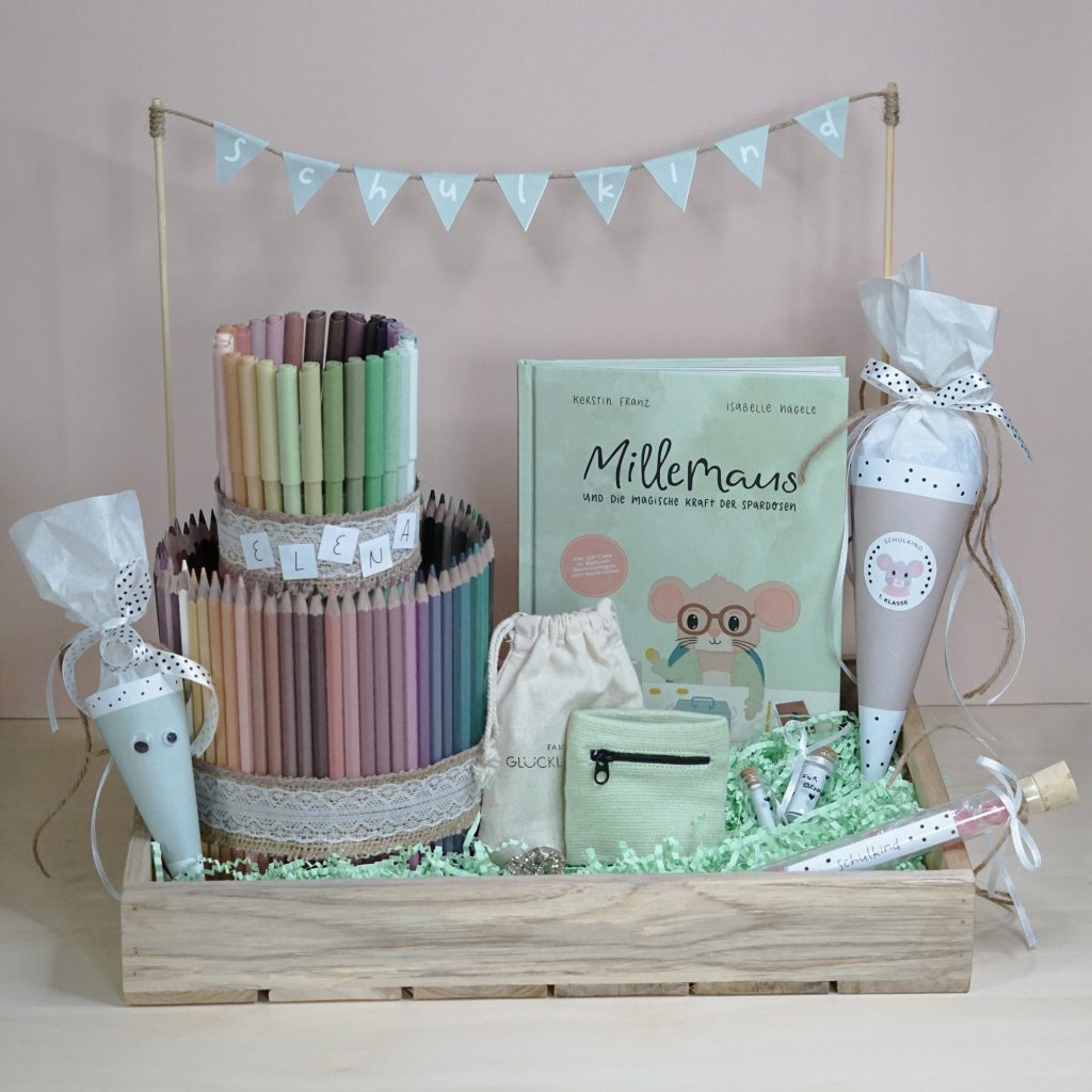 Sinnvolles Geschenk zur Einschulung - Mini Schultüte basteln