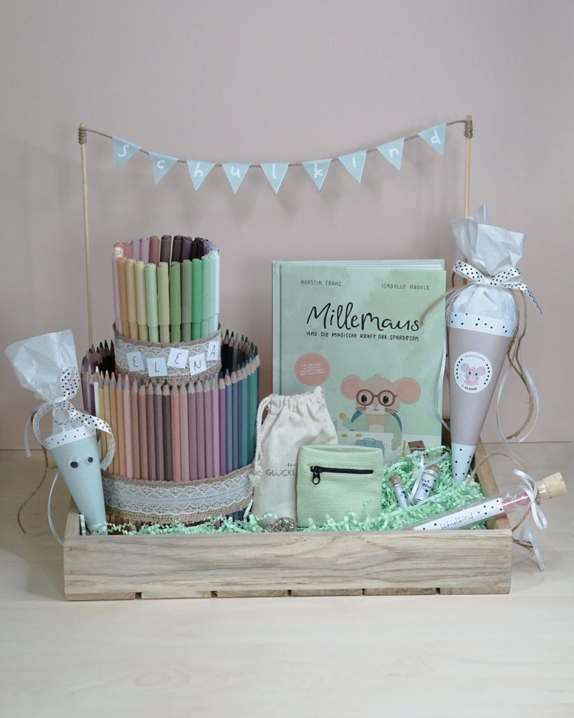 Sinnvolles Geschenk zur Einschulung - Mini Schultüte basteln