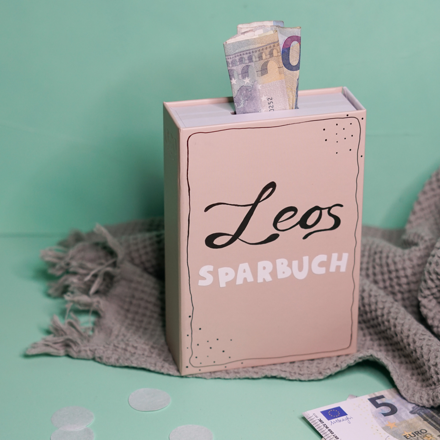 Sparbuch Spardose als Geschenkidee zur Geburt