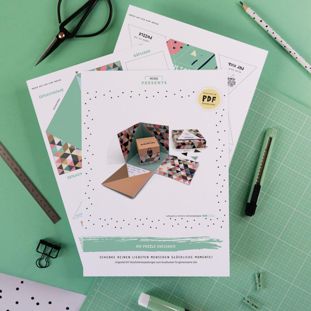 Puzzle Pop Up Geschenkbox Bastelanleitung