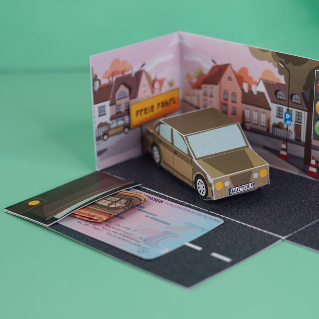 Geldgeschenk Führerschein Explosionsbox basteln