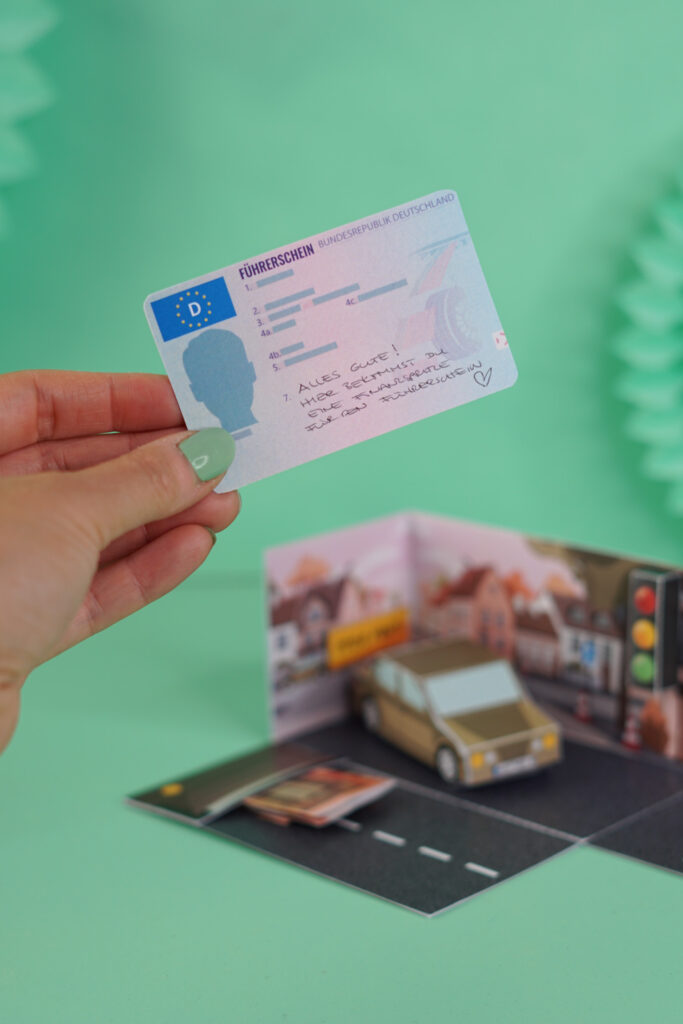 Geldgeschenk Führerschein Explosionsbox basteln