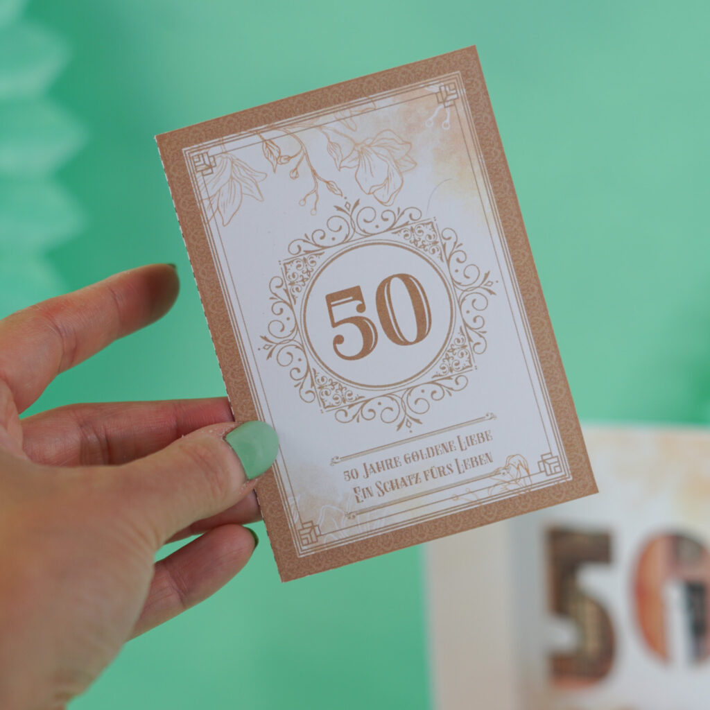 Geschenk Goldhochzeit Explosionsbox basteln