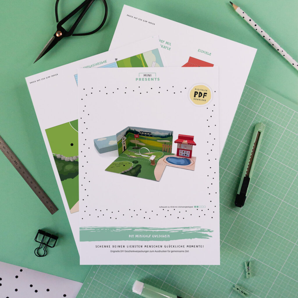 Geldgeschenk Minigolf selber machen Bastelanleitung