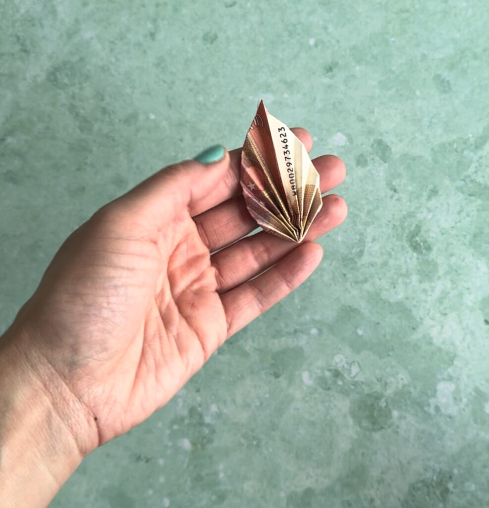 Geld falten Palmblätter