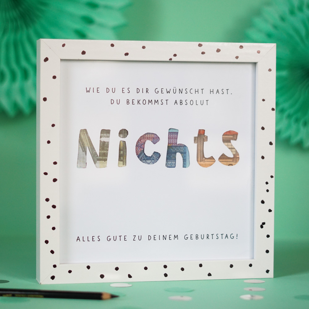 Nichts Geldgeschenk im Bilderrahmen