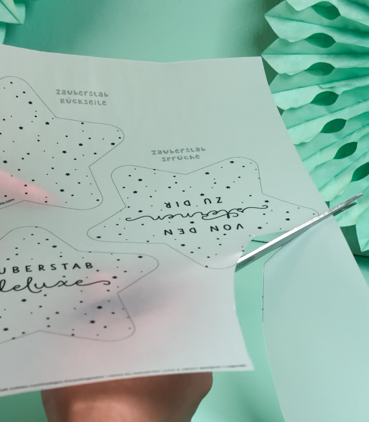 ruckvorlage Zauberstab Stern ausdrucken auf Transparentpapier für Weihnachtsgeschenk