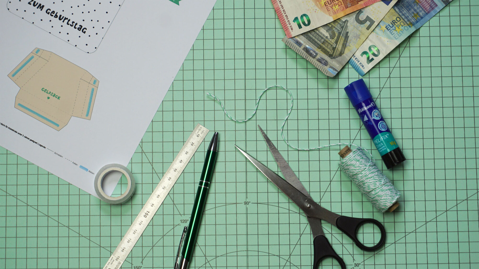 Bastelmaterial für DIY Geldgeschenk