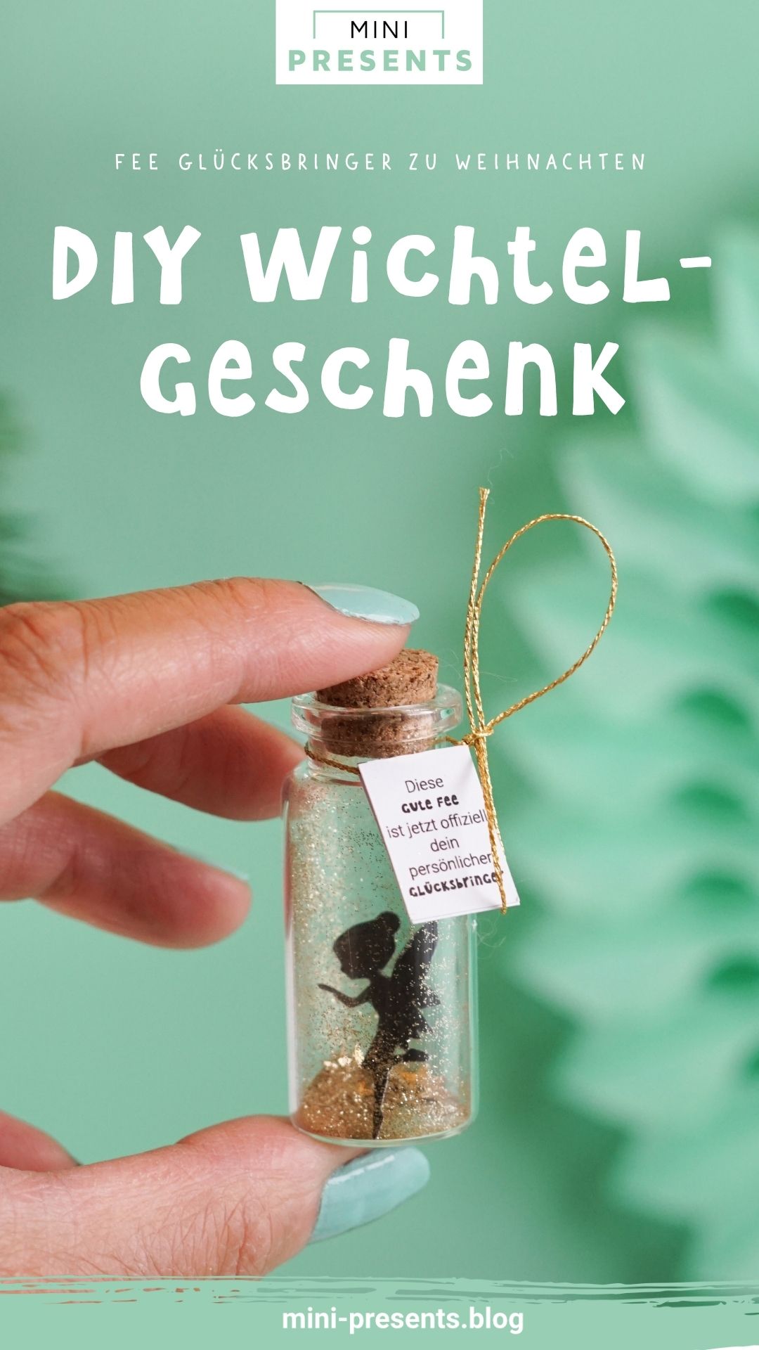 Fee im Glas mit Glitzer als Wichtelgeschenk last minute