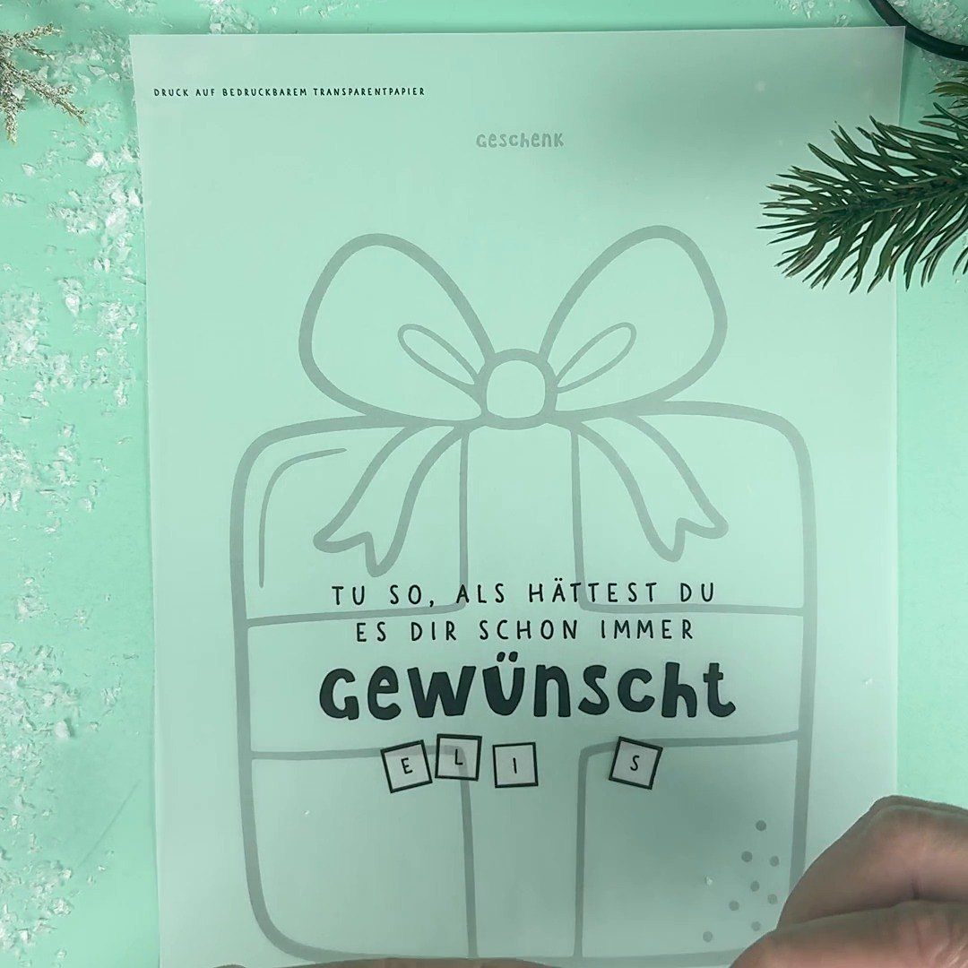 Namen Elias aus Buchstaben unter den Spruch auf die Wichtel Schüttelkarte kleben
